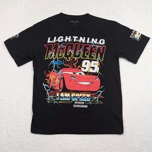 Pixar Graphic T-Shirt Men Large Black Lightning McQueen I Am Speed 95 Racing Tee